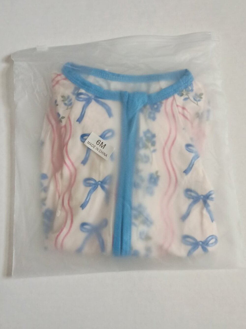 Blue Ribbon Floral Bamboo Short Zippy 6M | Soft Baby Romper - Picture 3 of 3